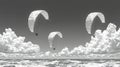 Dynamic Paragliding Experience Above Dramatic Clouds and Ocean Waves on a Stunning Day Royalty Free Stock Photo