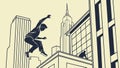Dynamic Parkour Leap Between City Buildings Vector, vector design Generative AI Royalty Free Stock Photo