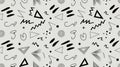 Abstract Geometric Black and White Pattern Featuring Triangles and Squiggles Royalty Free Stock Photo