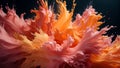Dynamic peach fuzz color fluid splashing and spraying, abstract background