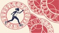 Dynamic person running with abstract geometric shapes and pattern vector design Generative AI Royalty Free Stock Photo