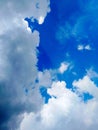 Dynamic Blue Sky with White and Grey Clouds: Nature's Abstract Beauty Royalty Free Stock Photo