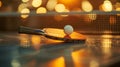 Dynamic Ping Pong Setup: Ball Resting on Ready Table Tennis Racket Royalty Free Stock Photo