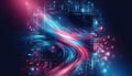 Dynamic pink blue data flow virtual technology visualization Royalty Free Stock Photo