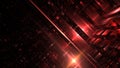 Dynamic play of light across a pattern of red and black geometric digital shapes creates a visual spectacle