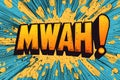 Dynamic pop art illustration featuring the word "MWAH!" in bold comic style Royalty Free Stock Photo