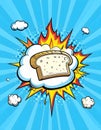 dynamic pop-art style illustration features a slice of toast explosively bursting Royalty Free Stock Photo