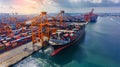 Dynamic Port Scene with Cranes and Cargo Loading