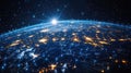 Futuristic Earth View Global Network, Connections, Technology, Communication, and Satellite Data, Abstract World Royalty Free Stock Photo