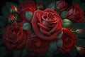 Dynamic Pose of Beautiful Red Roses for Valentine\'s Day. Perfect for Greeting Cards and Invitations.