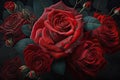 Dynamic Pose of Beautiful Red Roses for Valentine\'s Day. Perfect for Greeting Cards and Invitations.