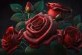 Dynamic Pose of Beautiful Red Roses for Valentine\'s Day. Perfect for Greeting Cards and Posters.