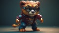 Hyper-realistic 3d Render Of A Super Hero Lion Vinyl Toy