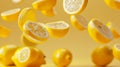 Dynamic poster with floating lemon slices in a dynamic layout Royalty Free Stock Photo