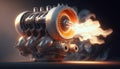 Dynamic and powerful illustration of a turbocharged engine Royalty Free Stock Photo