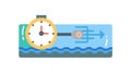 Dynamic Precision Time Measurement with Liquid Flow, vector design Generative AI Royalty Free Stock Photo