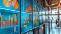dynamic presentation of charts and graphs showcasing sustainable investment practices and a banner promoting sustainable