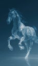 Low-Poly Horse on Stylized Grid in Glowing White-Blue Tones Royalty Free Stock Photo