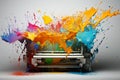 Dynamic Printer color splashes element. Generate Ai Royalty Free Stock Photo