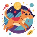 Dynamic Puppy Vector: Playful Circles.