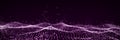 Dynamic purple particle wave. Futuristic point wave. Flow digital structure. Data technology background. 3D rendering