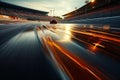 Dynamic racing atmosphere Twisting traffic on a blurred bokeh background