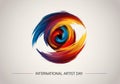 Vivid Brush Swirl Eye Symbol Celebrating International Artist Day, October 25 Royalty Free Stock Photo