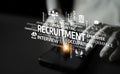 Dynamic Recruitment Concept with Keywords and Icons Highlighting Job Search, Employee Performance, Interview Process Royalty Free Stock Photo