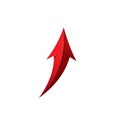 A dynamic red arrow pointing upwards with a curved and glossy design Royalty Free Stock Photo