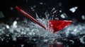 Dynamic Red Arrow Shatters Glass With Impact Royalty Free Stock Photo