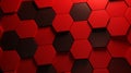 Dynamic Red Background with Black Hexagons