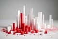 Dynamic Red Chart and Graph Lines on White Background for Mobile Sculpture Style Design.