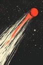 Dynamic red comet in starry night sky Royalty Free Stock Photo