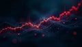 Dynamic red data visualization on dark blue background with glowing lines Royalty Free Stock Photo