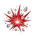 Dynamic Red Explosion with Debris Isolated on White Background Royalty Free Stock Photo
