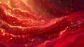 Dynamic Red and Gold Glitter Waves Abstract Background Royalty Free Stock Photo
