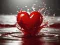 Dynamic Red Heart Splash: Canon-Captured Vibrancy, heart from water splash, Generative AI Royalty Free Stock Photo