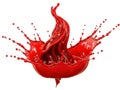 Dynamic red liquid splash isolated on white background Royalty Free Stock Photo