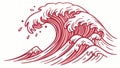 Dynamic Red Ocean Wave, Abstract Energy Flow, vector design Generative AI Royalty Free Stock Photo