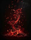Dynamic Red and Orange Explosion Against Black Background with Sparks and Smoke Royalty Free Stock Photo