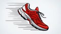 Dynamic red running shoe in motion with speed lines Royalty Free Stock Photo