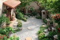 A dynamic representation of a 3D model of a garden, showcasing design possibilities and elements