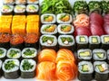 A dynamic representation of maki sushi, showcasing its unique roll form and ingredients.