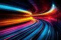 A dynamic representation of speed with blurred lines and vibrant colors.