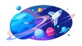 Dynamic rocket flight through an oval cosmic expanse, vector design Generative AI Royalty Free Stock Photo