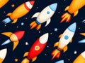 Dynamic rocket launch patterns in vibrant colors against a deep navy background perfect for futuristic designs creative space e