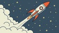 Dynamic rocket launch into a starry night sky, inspiring cosmic exploration, vector design Generative AI Royalty Free Stock Photo