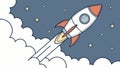 Dynamic Rocket Launch into Starry Sky Vector Space Travel, vector design Generative AI Royalty Free Stock Photo