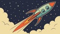 Dynamic Rocket Launch into Starry Space, Cosmic Adventure, vector design Generative AI Royalty Free Stock Photo