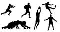 Dynamic Rugby Player Silhouettes Illustrating Various Game Actions and Formations Royalty Free Stock Photo